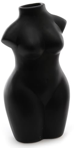 iubihome Moderne dekorative Vasen in Körperform für Damen, dekorative Figuren für Wohnzimmer oder Heimdekoration (Schwarz, groß)