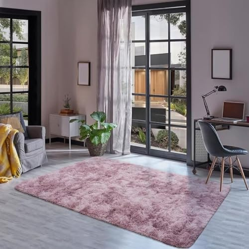 XUEDNGM Tappeto Camera da Letto Tappeto Morbido 170 x 280 cm Monocolore Design Moderno Lavabile, Antiscivolo, Morbido Tappeto Del Soggiorno Pelo Lungo Tappeti Antiscivolo, rosa viola