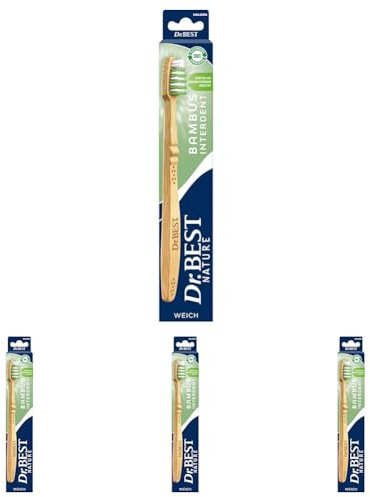 Dr.BEST Nature Bambus Interdent Zahnbürste, Weich (1 Stück), Nachhaltigkeit vereint mit bewährter Dr.BEST Qualität (Packung mit 4)