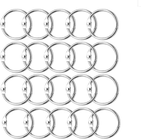 20mm Binder Ringe,20 Stück Heftringe Karteikarten Ring Ringbuch Ringe Loseblatt Verbinder Ringe für Memo-Ablage,Namensschilder,Fotoalbum und Schlüsselringe Anneaux de Reliure Livre en Métal