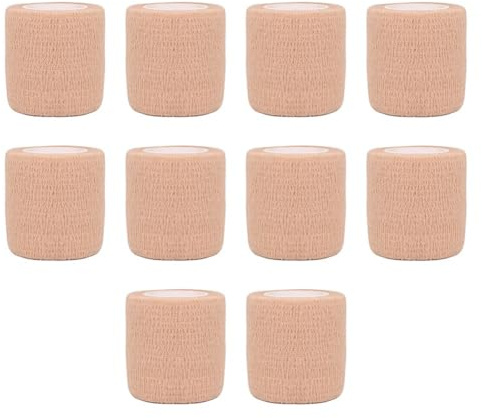 Cpolebev 10 Stück Beige Sport Selbstklebende Elastische Bandage 4,5 M Elastisches Band für Kniestützpolster, Finger, Einfache Installation, Einfach zu Bedienen