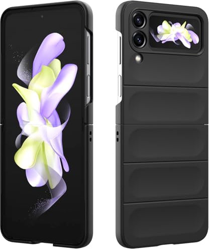 Custodia Compatibile con Samsung Galaxy Z Flip 4/W23 Flip, Silicone Custodia per Tutto il Corpo, Copertura Antiurto con Fotocamera Protettivo, Cover Rigido al Tatto - Nero