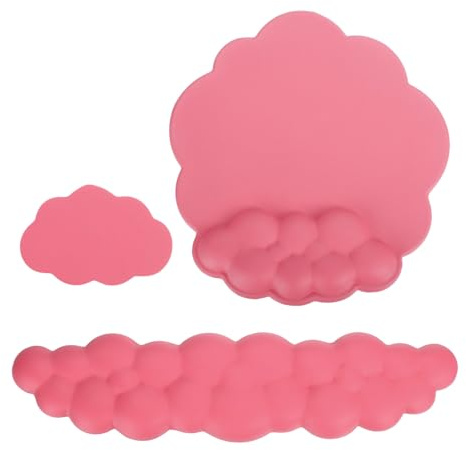 PATIKIL Cloud Keyboard Handgelenkauflage-Set Memory Foam Handgelenkpolster-Unterstützung Ergonomisches Gaming Mouse Pad Mit Coaster Für Home Office Computer Laptop Arbeiten, Rot