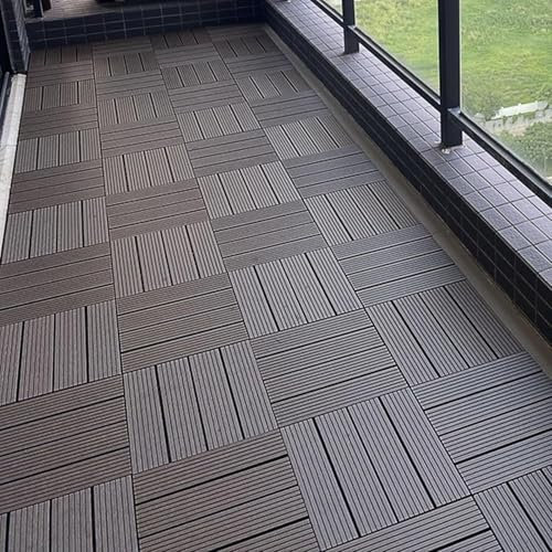 KjoiDWz Flooring 20 Interlocking Patio Vinyl Flooring, Indoor And Outdoor Floor Tiles For Pools, Balconies, Backyards, Porches(Chocolate)