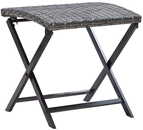 LLEZKBR Outdoor Outdoor Fußrasten Klapphocker Poly Rattan Grau