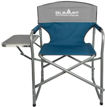 Slumber Hut Blue Directors Folding Camping Chair with side Table
