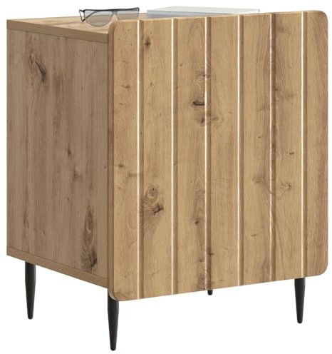 vidaXL Nachttisch 2 pcs Artisan-Eiche 43 x 34,5 x 52 cm Holzwerkstoff, Wohnzimmer, Vintage-Eleganz, rechteckiger Beistelltisch, Nachtisch mit Stauraum, aus Holz, Schwarze Metallbeine