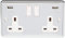 AET CPC2GUSBWH Polished Chrome Classical 2 Gang w Charging Ports White Insert Plastic Rocker Switches-13 Amp Double Plug Socket & Dual USB Power Outlet