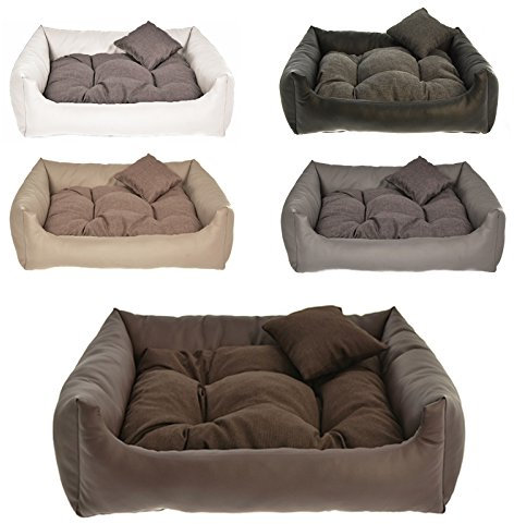 Hundebett Kunst Leder Hundekissen Hundesofa Katzenbett Hundekorb M L XL XXL XXXL (M (ca. 70x55 cm), Dunkelbraun)