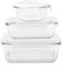 Pebbly - Set de 3 boites de Conservation en Verre - 1 Ronde 620 ml, 1 Rectangulaire 650 ml, 1 Carrée 800 ml - Pour Cuire, Conserver, Transporter et Réchauffer - 100% Hermétique