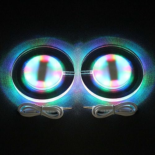KEEDA Leuchtende Untersetzer für Gläser Getränke, Wiederaufladbare LED Beleuchtete Acryl-Untersetzer für Bar Cocktail Bier Party Hochzeit Club Dekor (Rund, 2 Stück)