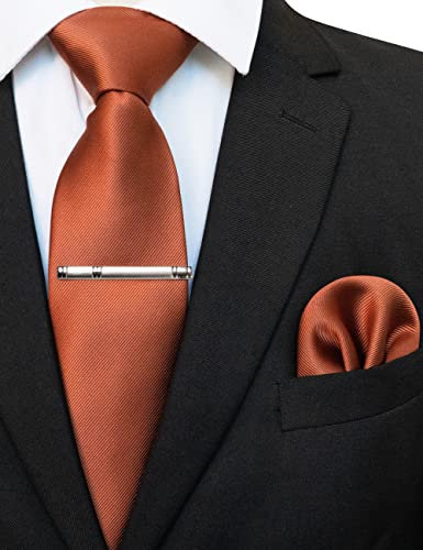 JEMYGINS Cravate Orange coucher de soleil Homme en Soie et Pinces à cravate Carre de poche Set **