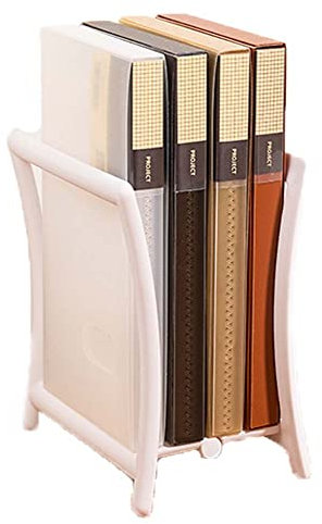 GizellMG Serre-Livre à Presse Livres Papiers Journal Support de Verrouillage à Gravité Vertical Stable Présentoir de Sallon pour Bibliothèque Bureau école Blanc