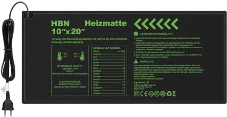 HBN Pflanzen Heizmatte Wärmematte Wärmeplatte für Sämling und Samen, 17.5W, Zimmergewächshaus Anzuchtplatte Heizkissen für Gemüse, Blumen, Kräuter, Terrarien, 50 x 25.7cm