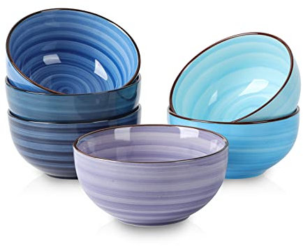 Selamica 350 ml Dessertschalen, Kleine Müslischalen 6er Set, Bowl Schüssel Set, Suppenschalen, Eisschalen für Snacks, Beilagen, Dips, Mikrowellen- und Spülmaschinenfest, Farbverlauf Blau