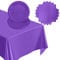 Juego de vajilla de fiesta de 37 piezas, color morado oscuro, juego de vajilla de papel morado real que incluye 16 platos de papel, 20 servilletas, 1 mantel de plástico para cumpleaños, Halloween,