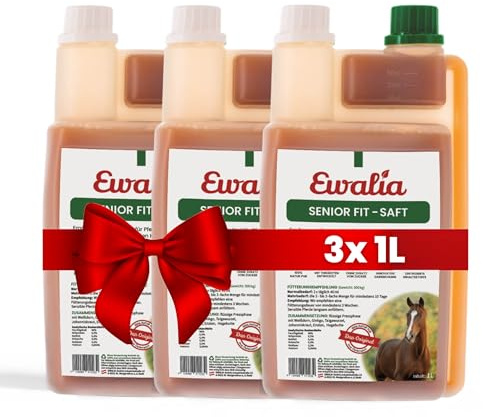 NEU! EWALIA Senior Fit-Saft: Natürliche Vitalitäts- und Stoffwechselunterstützung für ältere Pferde, mit Tierärzten entwickelt, 100% Natur pur, frei von Zusätzen - 3x1 Liter