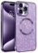 GaoBao for iPhone 15 Pro Max Phone Case, Slim iPhone 15 Pro Max Case [Compatible with MagSafe] Sparkle Luxury Shockproof Anti-Slip Women Girl Bling Phone Cover for iPhone 15 Pro Max 6.7 2023, Purple