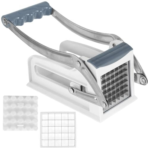 Potato Chipper Chip Stainless Steel French Fries Cutter Potato Chip Cutter with 25/49 Holes Blades Manual Food Slicer Dicer for Home Kitchen Vegetables Potatos Carrots Cucumbers