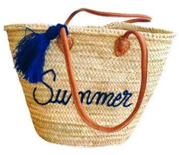 Panier de plage en paille- Panier plage osier- Sac cabas bohème - Panier plage femme XXL