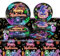 POPOYU Juego de vajilla para fiesta de Halloween, juego de vajilla de decoración de mesa de Halloween con mantel de Halloween de 137 x 274 cm, servilletas, vasos de papel, platos para fiesta de