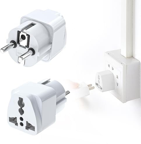 Fiotha Adaptateur Universel vers France, 2 Pièces Adaptateur Prise Chine vers France, Adaptateur Prise International vers France, pour UK Anglaise Angleterre, Chine, Australie, Japon, Italie, Suisse