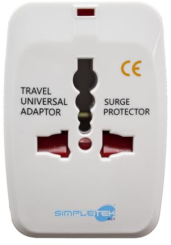 SIMPLETEK - Adaptador de enchufe eléctrico de 125 V 6 A a 250 V 13 A UK SP IT US EU Cargador conversor universal portátil con funda