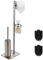 DAZI Ensemble Brosse Toilettes WC et Porte Papier en Acier Inoxydable,Brosse WC et Panier de Rangement 3 en 1, Porte Rouleau au Sol au Design Minimaliste et Gain de Place (Nickel brossé)