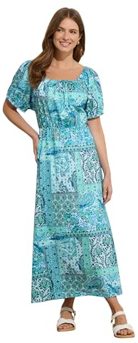 M&Co Mixed Print Midi Dress - Women's Blue