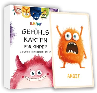 Gefühlskarten für Kinder, 32 Emotionsmonster mit Erklärungstexten – Für Kindergarten & Grundschule zur Selbstregulation und für EIN gutes Gefühl (Gefühlskarten)