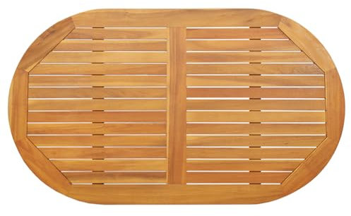 Natulvd Tischplatte aus Holzlatten – 120 x 70 cm, oval, für alle Jahreszeiten, für drinnen und draußen, geeignet für Essen, Kaffee und Beistelltische
