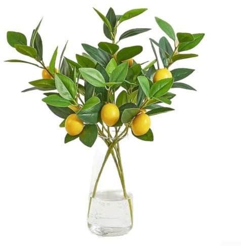 ToolsEvery 4 Pcs Artificial Lemon Branches, With Lifelike Foam Lemons, Silk Leaves, For Vase Displays Tree Stems For Home, Office Decoration