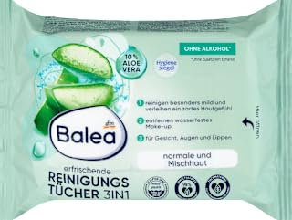 Erfrischende 3-in-1 Make-up-Entferner-Tücher, 25 Stück – Marke DM Deutschland – Kompatibel mit Balea – Abschminktücher 3in1 erfrischend, 25 St