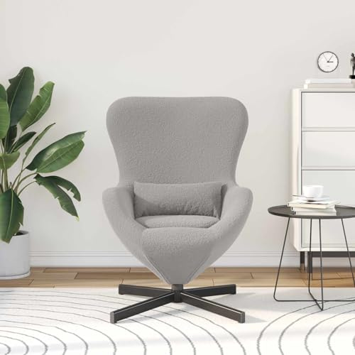 Molumvel Egg Chair Drehsessel Hellgrau, Design Relaxsessel mit 360 Grad Drehfunktion, Komfortabler Polstersessel für Wohnzimmer Schlafzimmer, 63 x 73 x 90 cm