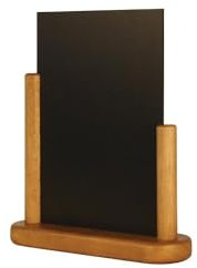 SECURIT - Tischtafel - Doppelseitige Menükartentafel - Buchenholzausführung, lackiert - Für Cafés, Bars, Restaurants - 15 x 21 cm - Teak