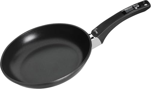 Sunartis - Aluguss-Bratpfanne | Hochwertige Bratpfanne mit integrierter Temperaturanzeige | Beschichtete Pfanne mit digitalem Thermometer für 11 verschiedene Speisen | 28cm