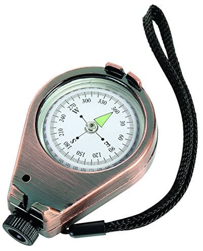 Herbertz 708500 Peilkompass, Flüssigkeitsgedämpft, 360 Grad, Bronzefarbiges Metallgehäuse, Visierschlitz, Tragekordel Kompasse
