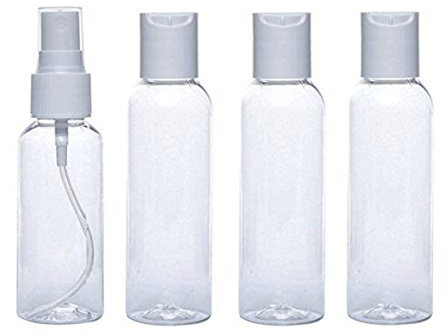 VITA PERFETTA 4 x Flacons de Toilettes Transparents - Bouteilles Voyage Format Avion