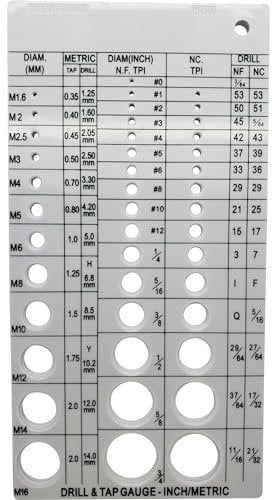 Screw Thread Gauge | Metric and SAE | Recommends Drill Bit & Tap Size (BCP675)