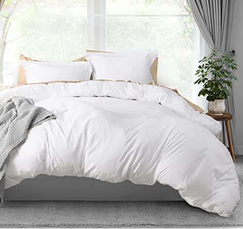 Utopia Bedding Bettbezug-Set für King-Size-Bett: 1 Bettbezug mit 2 Kissenbezügen, 3-teiliger Bettdeckenbezug mit Reißverschluss, ultraweiche, gebürstete Mikrofaser, 277 x 228 cm (Kingsize, Weiß)