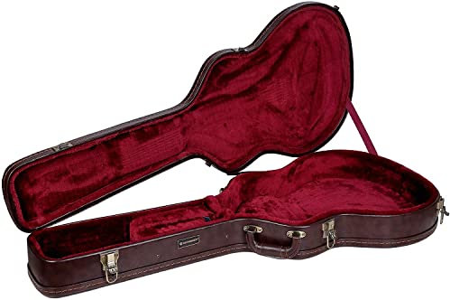 Crossrock Hard-Shell Wooden Case-Fits 335 Electric Guitars-Stainless Steel Latches, Sponge Lining, Metal Feet, Storage Space-Vintage Brown (CRW620SABR)