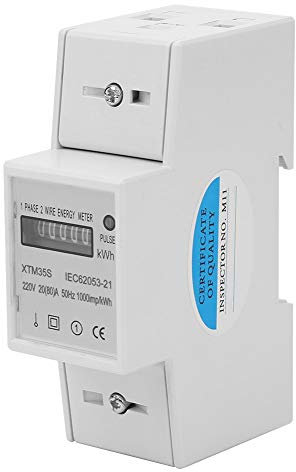 Aramox Compteur KWh Compteur Electrique analogique, Compteur électrique numérique monophasé 2 Fils 2P Rail DIN 220V Compteur électrique KWh (20 (80) A) XTM35S