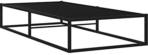 vidaXL Bettgestell Bett Metallbett Schlafzimmerbett Einzelbett Bettrahmen Ehebett Lattenrost Schlafzimmermöbel Schwarz Metall 100x200cm