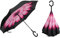 Braty Decorations Parapluie inversé innovant, parapluie double couche, parapluie inversé avec poignée en forme de C, Fleur de rose., L
