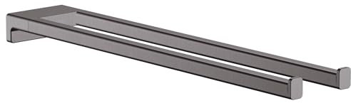 hansgrohe AddStoris - Handtuchhalter zweiarmig, Badetuchhalter, Handtuchstange doppelt, verdeckte Befestigung, Badezimmer Zubehör, Brushed Black Chrome, 41770340