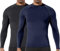 Herren (2er Pack) Kompression Langarm Stehkragen Wintersport Baselayer T-Shirts Tops Marine/Kohlenschwarz08-S