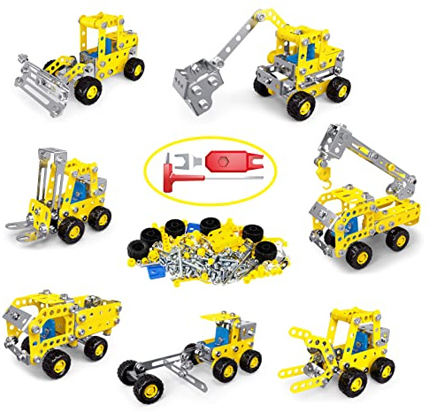 Ferthor Fun 7 in 1 STEM Toys,Creative Set for Boys Age 8-12,Learning Engineering Kids Building Blocks Model Kits,Metal Construction Toys for Kids 8 9 10 11 12+ Year Old(180PCS No Motor)