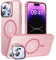 Meifigno Fenster Mag Serie für iPhone 14 Pro Max Hülle mit Ständer, [Kompatibel mit MagSafe & Kamera Halter Schutz] Handyhülle für iPhone 14 Pro Max 6.7, Transparente Matte Rückseite Case, Rosa