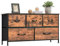 Somdot Chest of Drawers with 5 Drawers, Wide Storage Organiser Fabric Dresser for Living Room TV Stand Bedroom Closet Nursery Bedside Entryway Hallway, Wood Grain Print