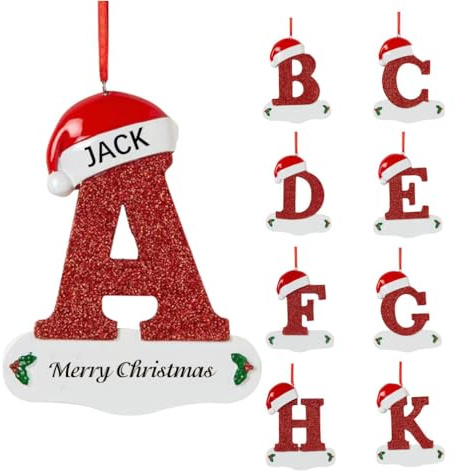 WERWAES Weihnachtsbaum Anhänger mit 2/3/4/5/6/7/8 Familiennamen Weihnachtsdeko 2025 Personalisierte Weihnachtskugeln Christbaumschmuck Anhänger